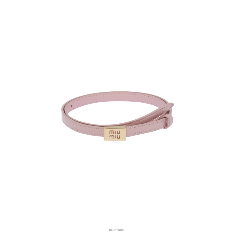 Accessories Leather Belt With Logo Miu Miu XH28Z1184 Alabaster Pink
