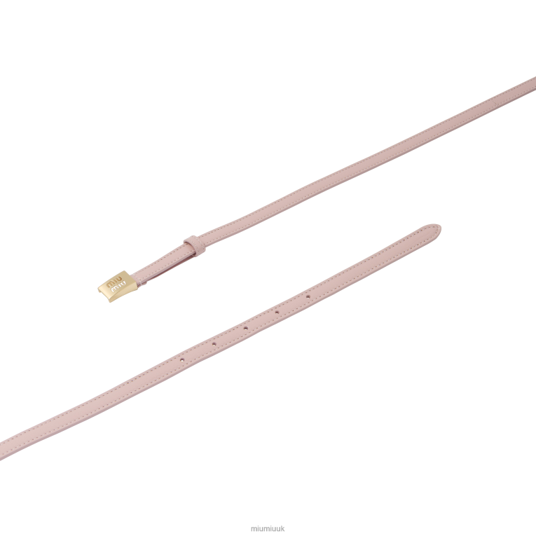 Accessories Leather Belt With Logo Miu Miu XH28Z1184 Alabaster Pink