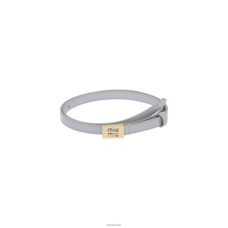 Accessories Leather Belt With Logo Miu Miu XH28Z1185 Cornflower
