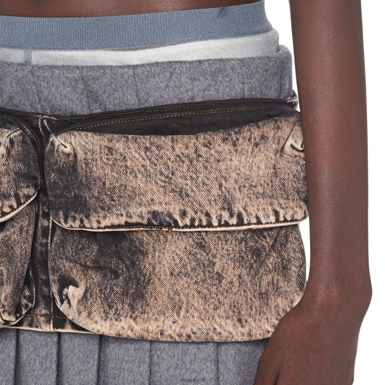 Accessories Marbleized Denim Peplum Belt Miu Miu XH28Z845 Black