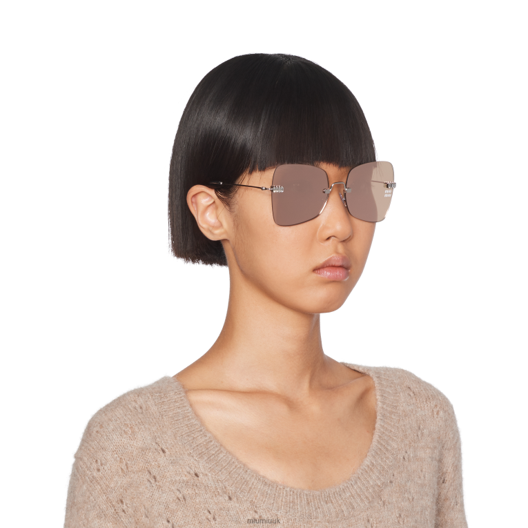 Accessories Maniere Sunglasses Miu Miu XH28Z1274 Pink Gold Plated Lenses