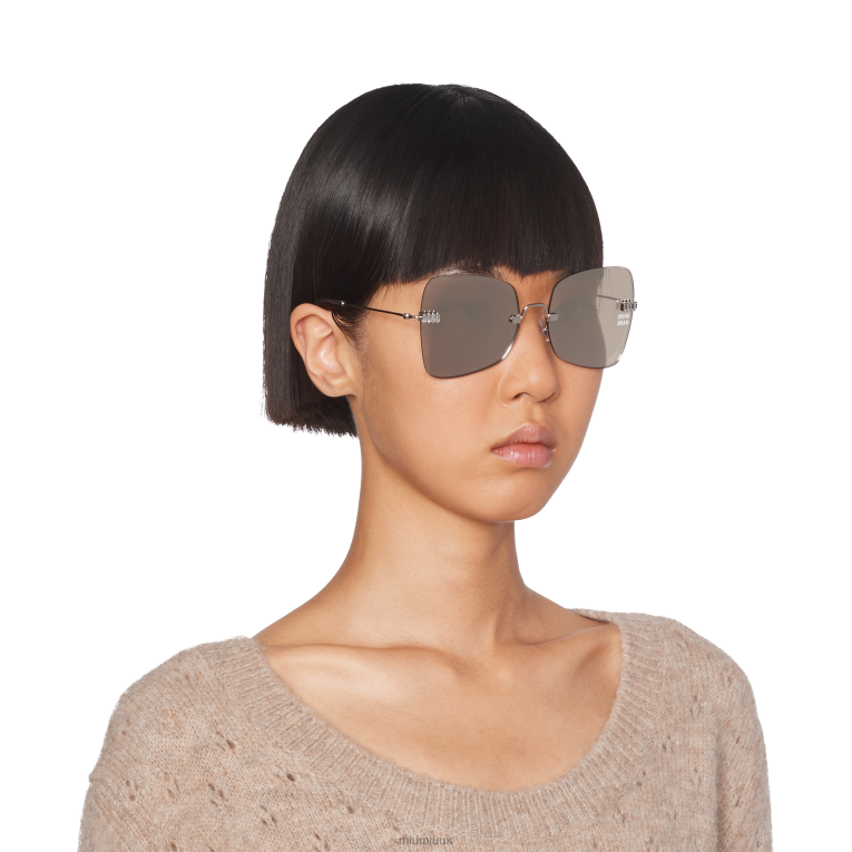 Accessories Maniere Sunglasses Miu Miu XH28Z1275 White Gold Plated Lenses