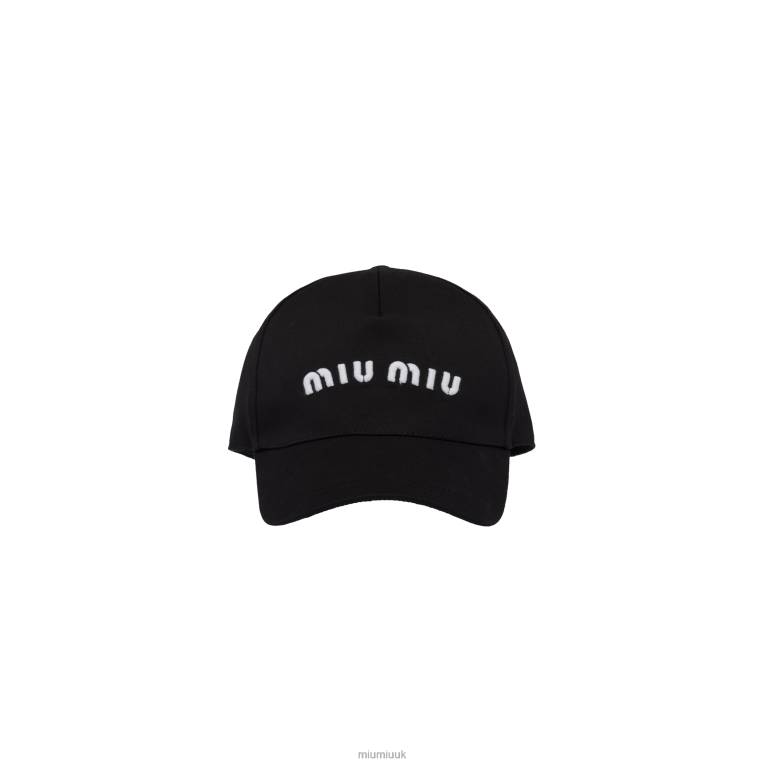 Accessories Cotton Baseball Cap Miu Miu XH28Z1203 Black/White