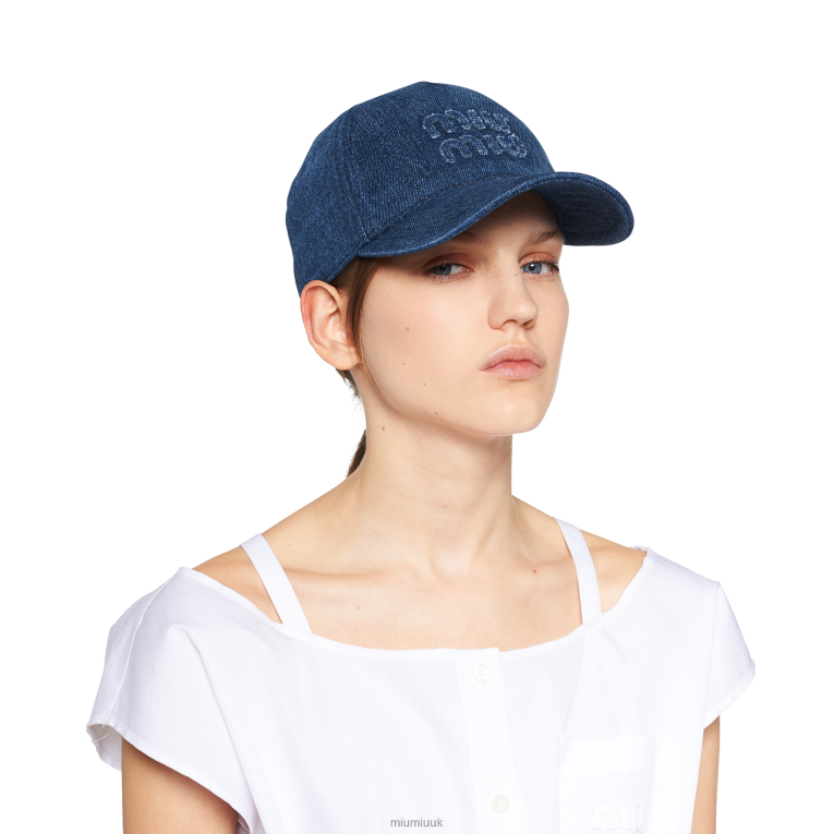 Accessories Denim Baseball Cap Miu Miu XH28Z1220 Navy