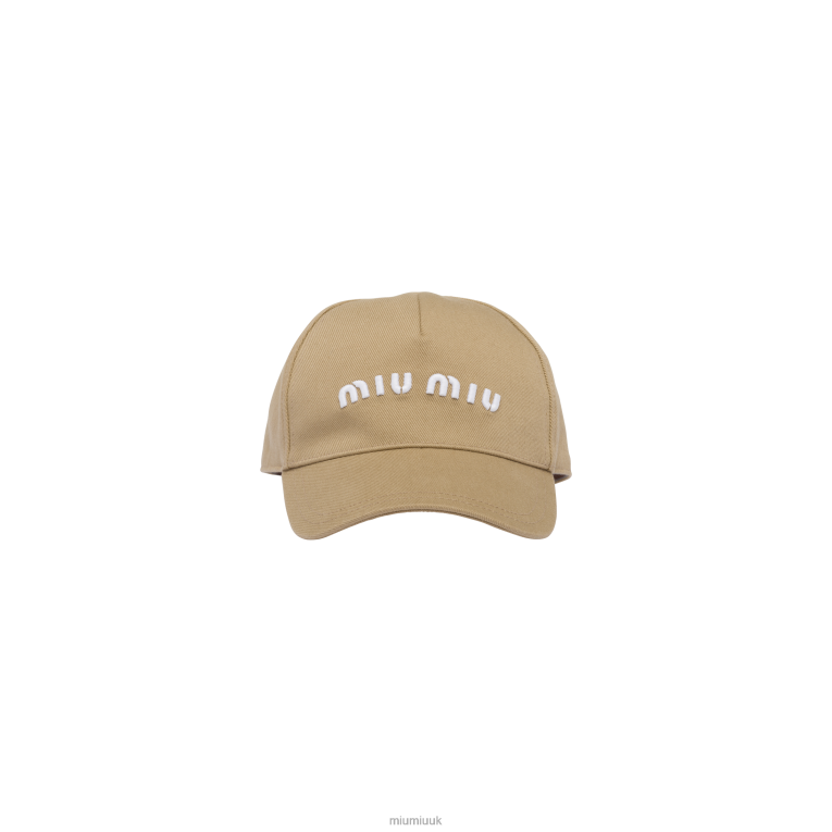 Accessories Drill Baseball Cap Miu Miu XH28Z1205 Khaki/White