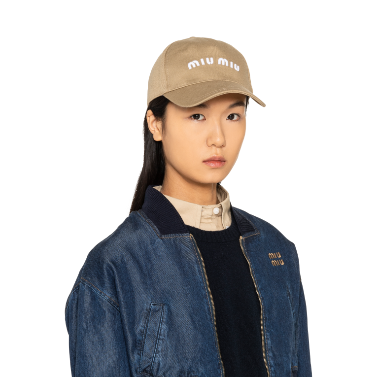 Accessories Drill Baseball Cap Miu Miu XH28Z1205 Khaki/White