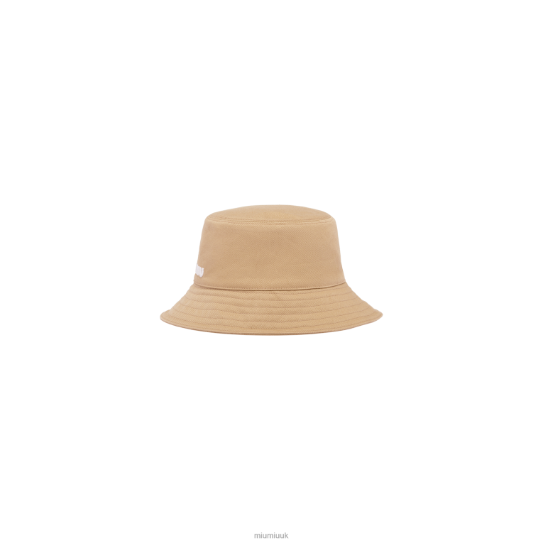 Accessories Drill Bucket Hat Miu Miu XH28Z1206 Khaki/White