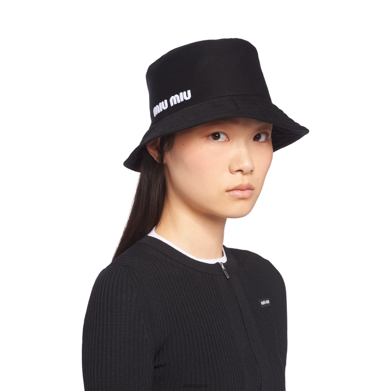 Accessories Drill Bucket Hat Miu Miu XH28Z1207 Black/White