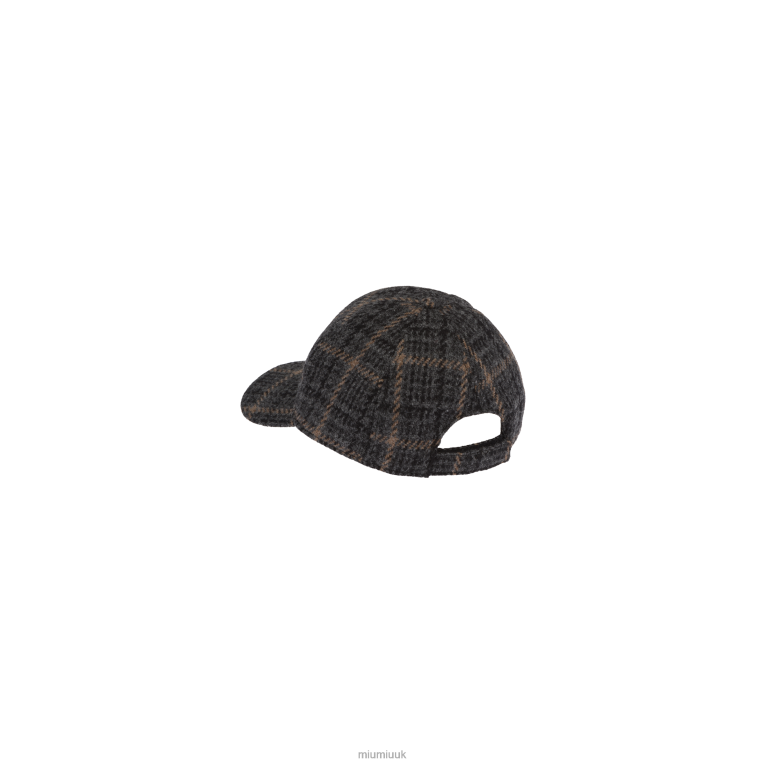 Accessories Plaid Shetland Wool Baseball Cap Miu Miu XH28Z1191 Ebony