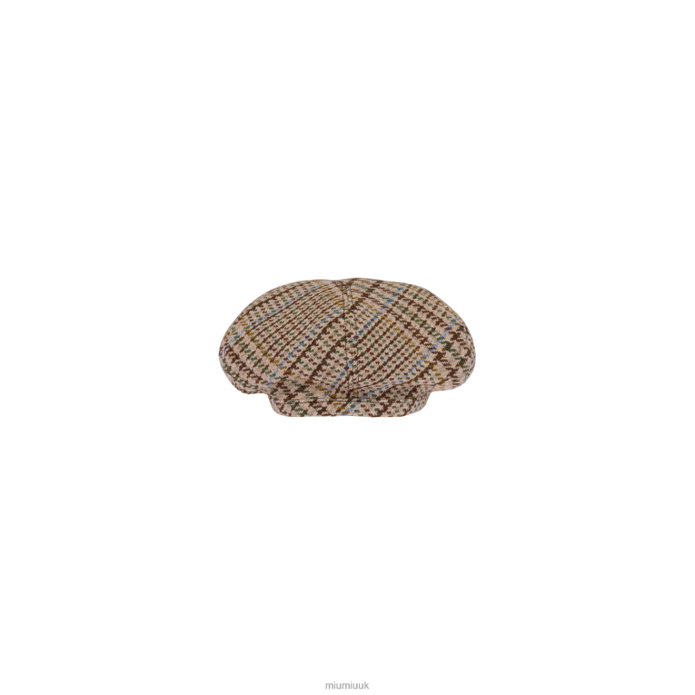 Accessories Plaid Shetland Wool Beret Miu Miu XH28Z1192 Cocoa Brown