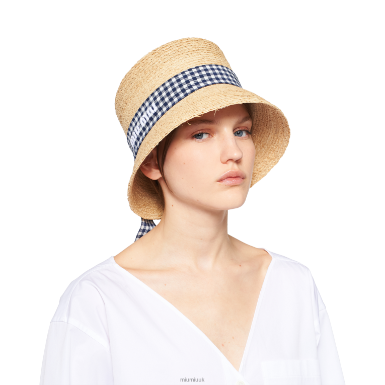 Accessories Raffia Bucket Hat Miu Miu XH28Z1214 Beige/Blue