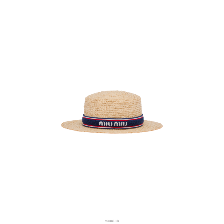 Accessories Raffia Hat Miu Miu XH28Z1213 Beige/Blue