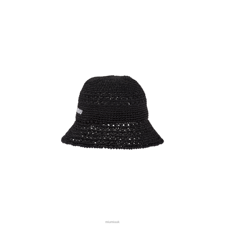 Accessories Raffia Hat Miu Miu XH28Z1223 Black