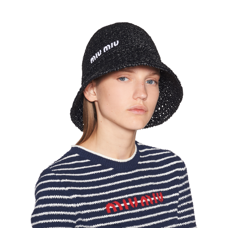 Accessories Raffia Hat Miu Miu XH28Z1223 Black