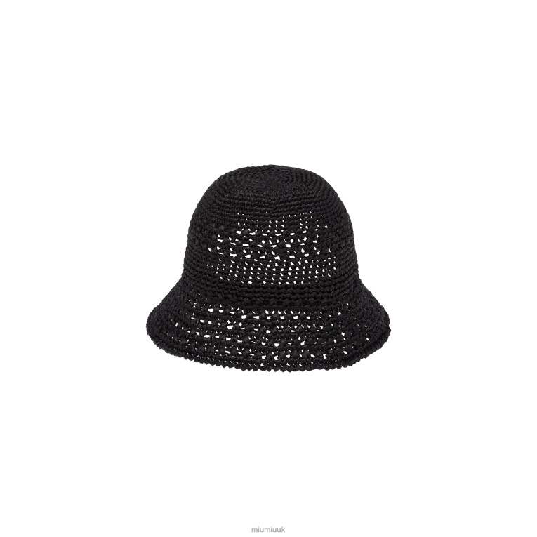 Accessories Raffia Hat Miu Miu XH28Z1223 Black