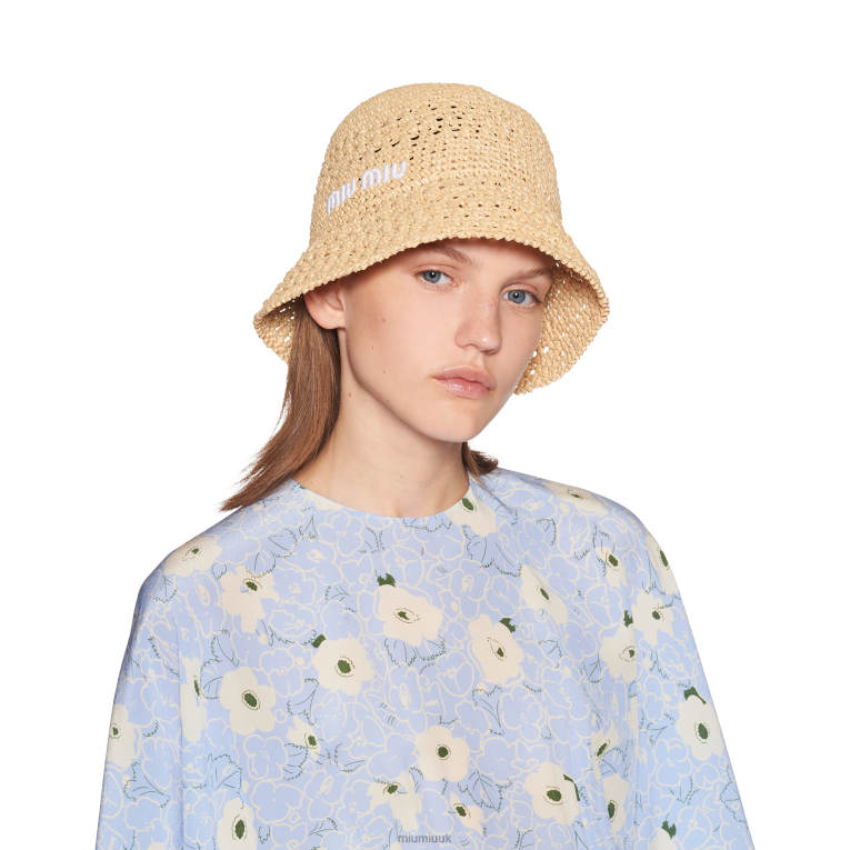Accessories Raffia Hat Miu Miu XH28Z1225 Natural