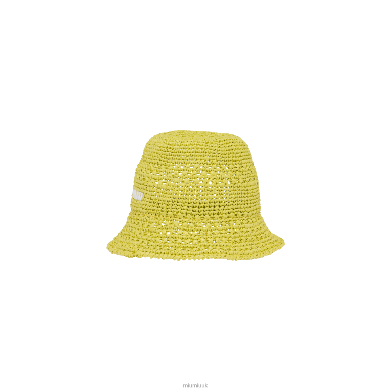 Accessories Raffia Hat Miu Miu XH28Z1227 Citron Yellow