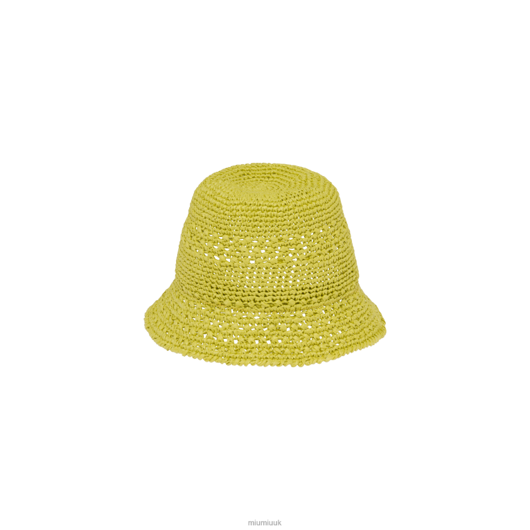 Accessories Raffia Hat Miu Miu XH28Z1227 Citron Yellow