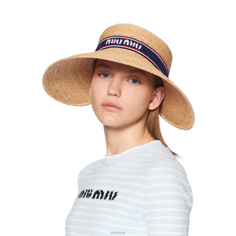 Accessories Raffia Visor Miu Miu XH28Z1216 Beige/Blue