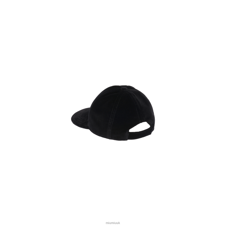 Accessories Velvet Baseball Cap Miu Miu XH28Z1212 Black/Platinum