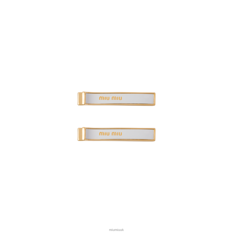 Accessories Enameled Metal Hair Clips Miu Miu XH28Z1131 White