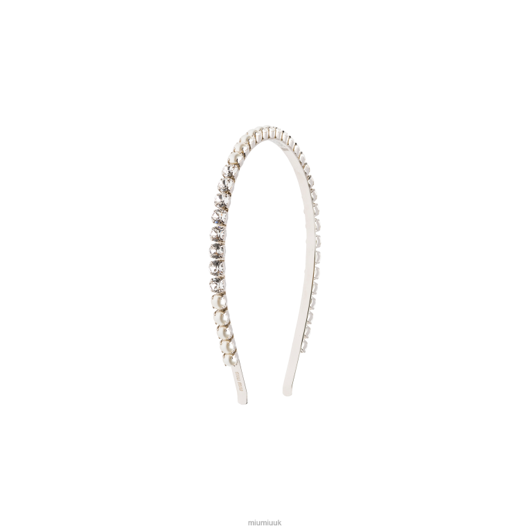 Accessories Headband With Crystals Miu Miu XH28Z1171 Cream/Cristal