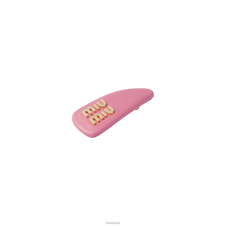 Accessories Nappa Leather Hair Clip Miu Miu XH28Z1146 Begonia Pink