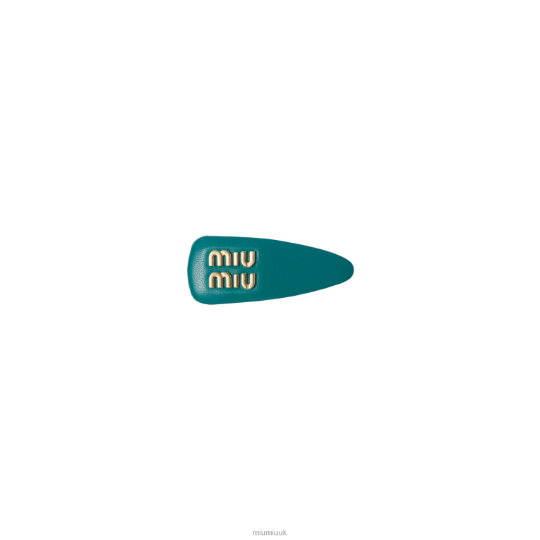 Accessories Nappa Leather Hair Clip Miu Miu XH28Z1148 Peacock Blue
