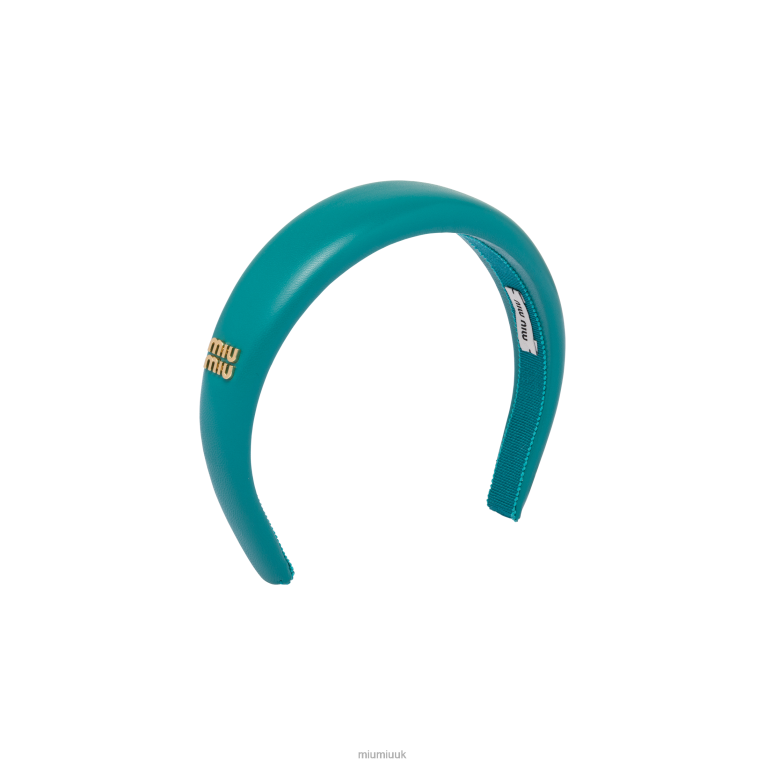 Accessories Nappa Leather Headband Miu Miu XH28Z1145 Peacock Blue