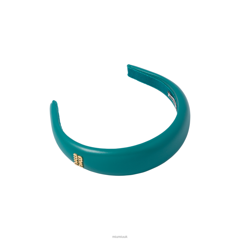 Accessories Nappa Leather Headband Miu Miu XH28Z1145 Peacock Blue