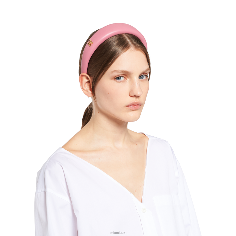 Accessories Nappa Leather Headband Miu Miu XH28Z1149 Begonia Pink