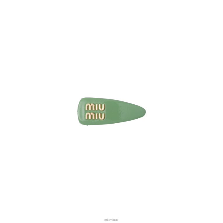 Accessories Patent Leather Hair Clip Miu Miu XH28Z1135 Sage Green