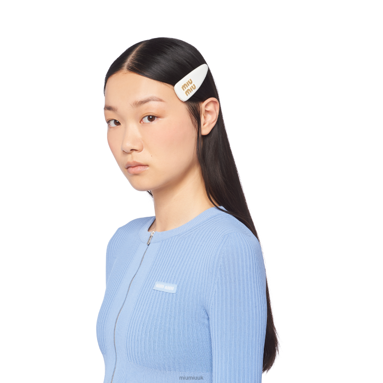 Accessories Patent Leather Hair Clip Miu Miu XH28Z1144 White