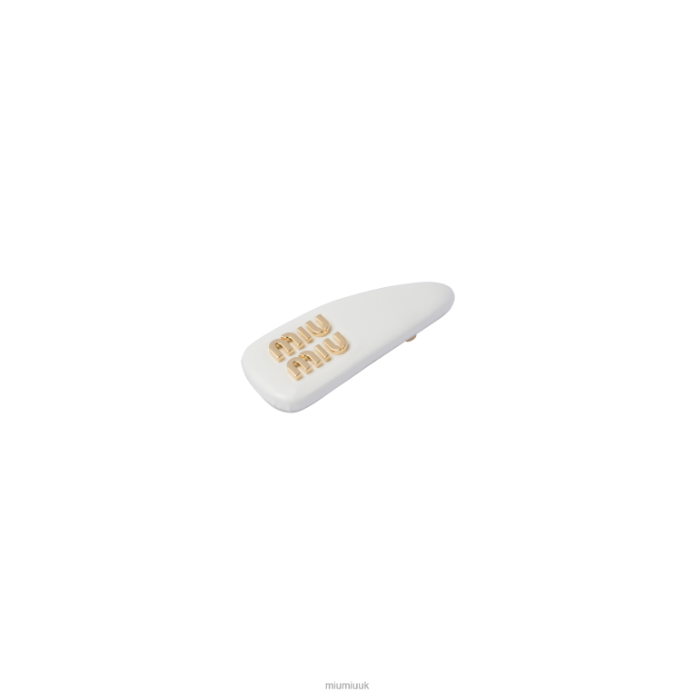 Accessories Patent Leather Hair Clip Miu Miu XH28Z1144 White