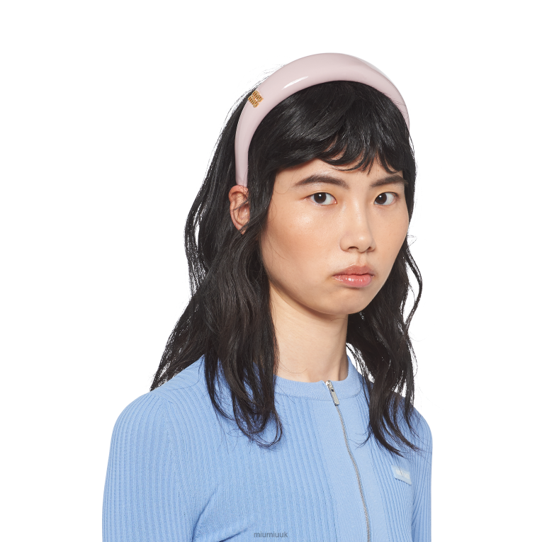 Accessories Patent Leather Headband Miu Miu XH28Z1138 Alabaster Pink