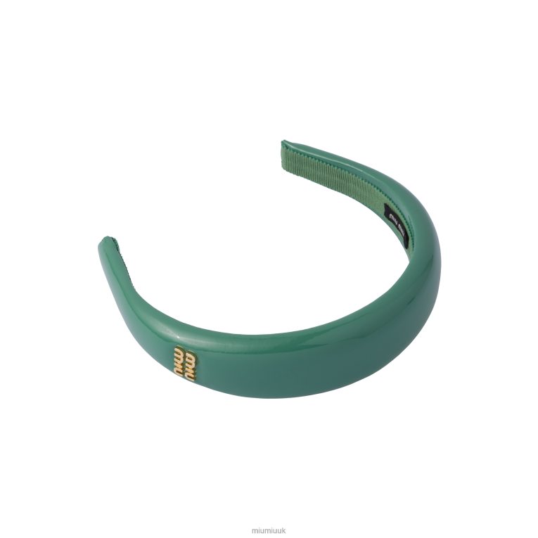 Accessories Patent Leather Headband Miu Miu XH28Z1139 Sage Green