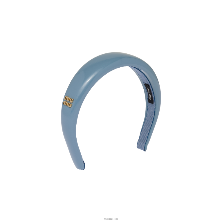 Accessories Patent Leather Headband Miu Miu XH28Z1141 Astral Blue