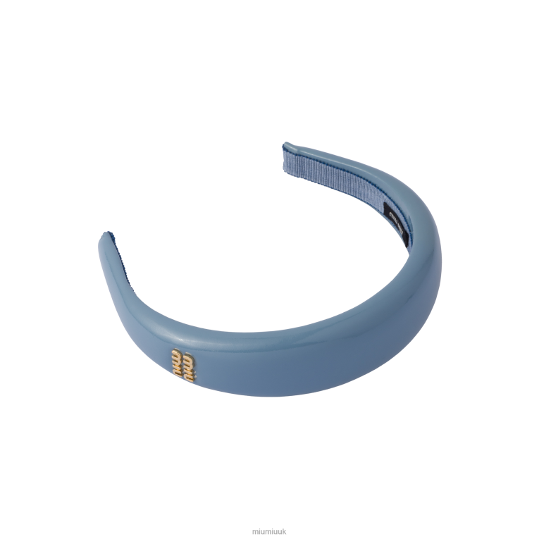 Accessories Patent Leather Headband Miu Miu XH28Z1141 Astral Blue