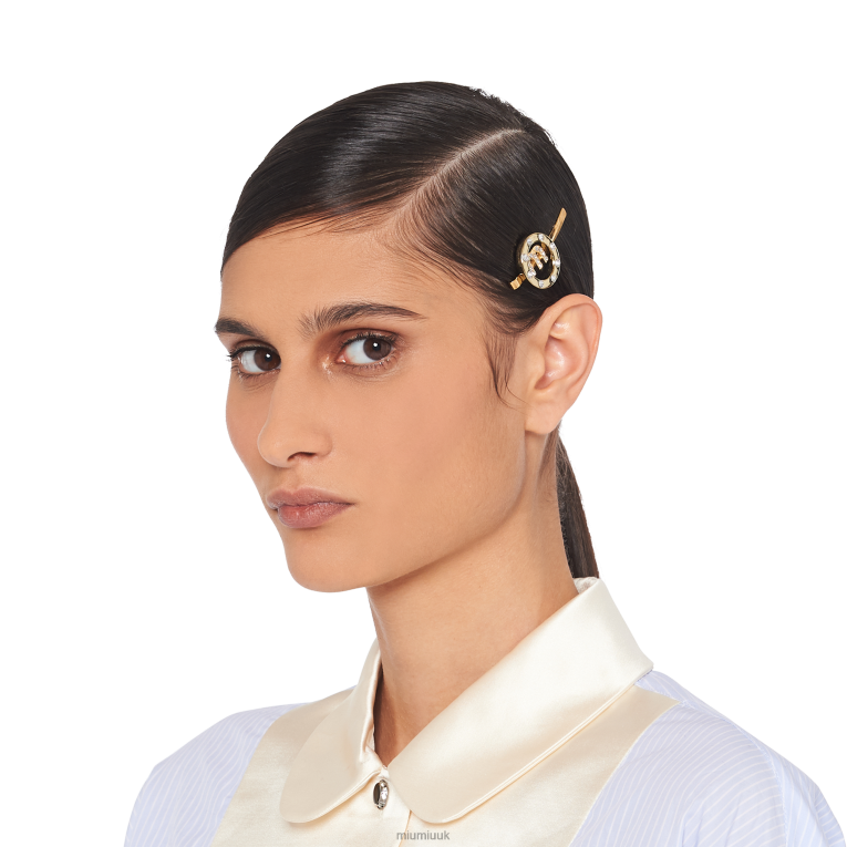 Accessories Plexiglas And Metal Hair Clip Miu Miu XH28Z1160 Gold/Crystal