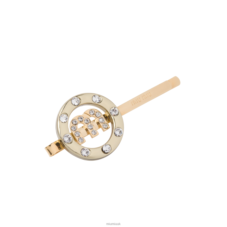 Accessories Plexiglas And Metal Hair Clip Miu Miu XH28Z1160 Gold/Crystal