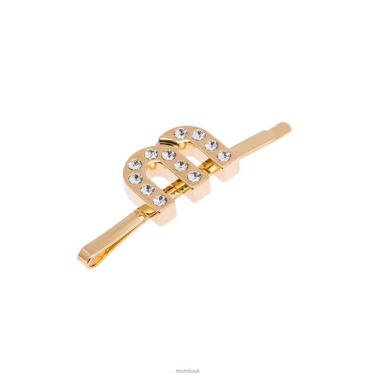Accessories Plexiglas And Metal Hair Clip Miu Miu XH28Z1161 Gold/Crystal