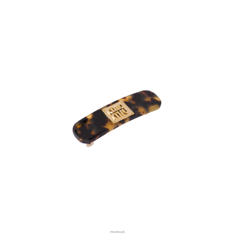 Accessories Plexiglas And Metal Hair Clip Miu Miu XH28Z1175 Tortoiseshell/Gold