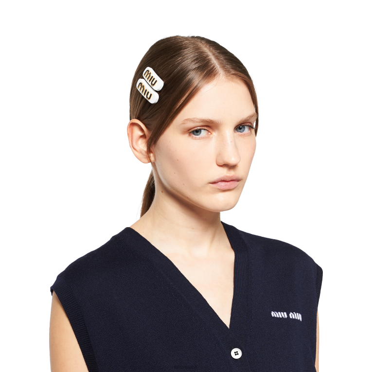 Accessories Plexiglas And Metal Hair Clips Miu Miu XH28Z1119 White/Black