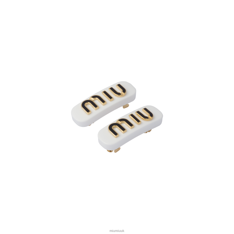 Accessories Plexiglas And Metal Hair Clips Miu Miu XH28Z1119 White/Black