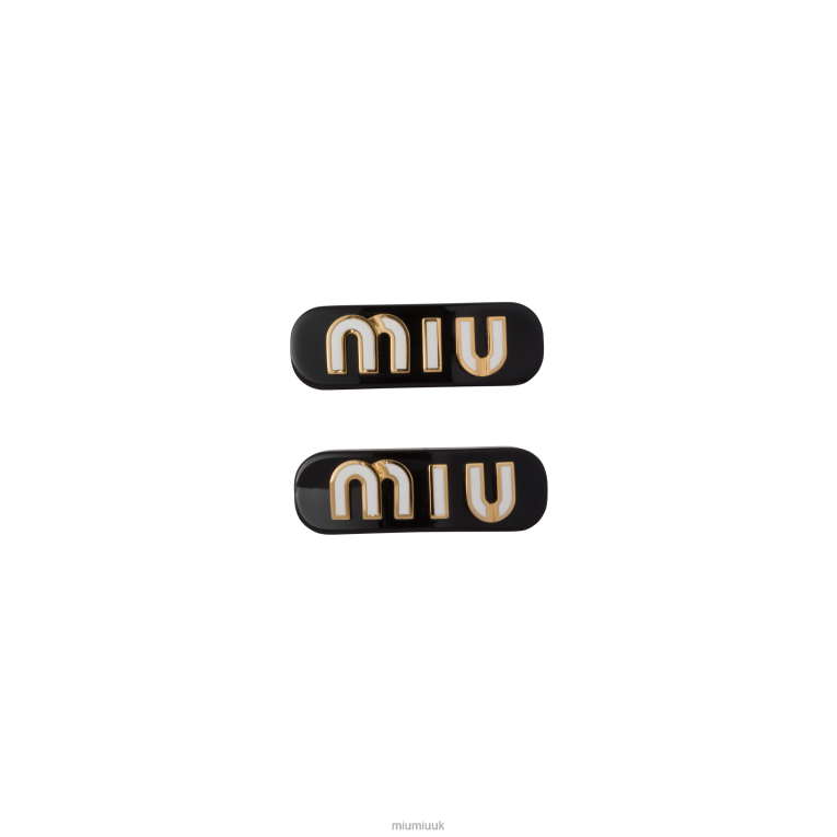 Accessories Plexiglas And Metal Hair Clips Miu Miu XH28Z1120 Black/White