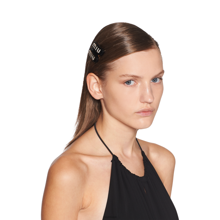 Accessories Plexiglas And Metal Hair Clips Miu Miu XH28Z1120 Black/White