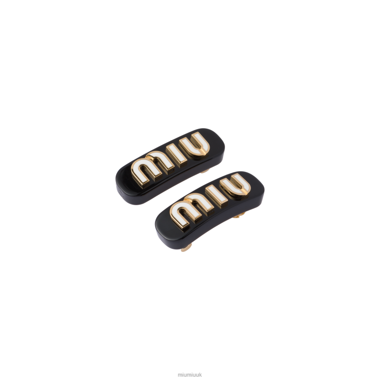 Accessories Plexiglas And Metal Hair Clips Miu Miu XH28Z1120 Black/White