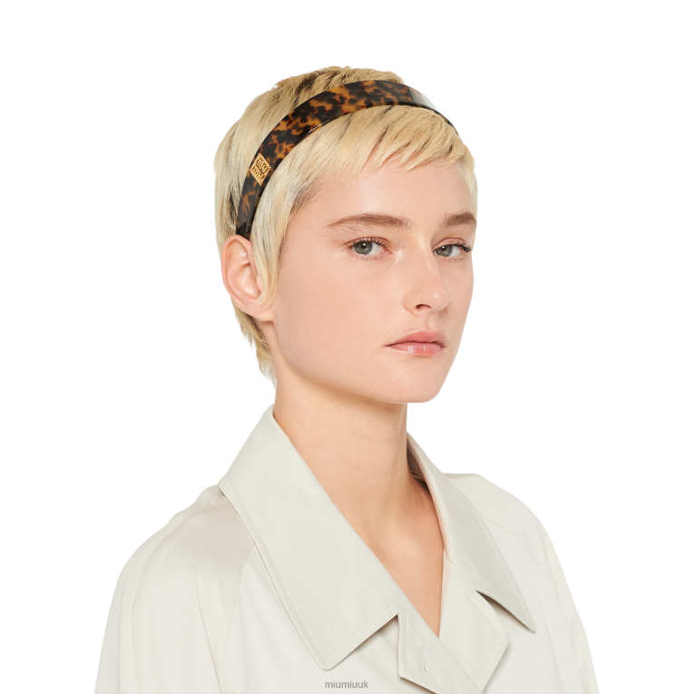 Accessories Plexiglas Headband Miu Miu XH28Z1176 Tortoiseshell/Gold