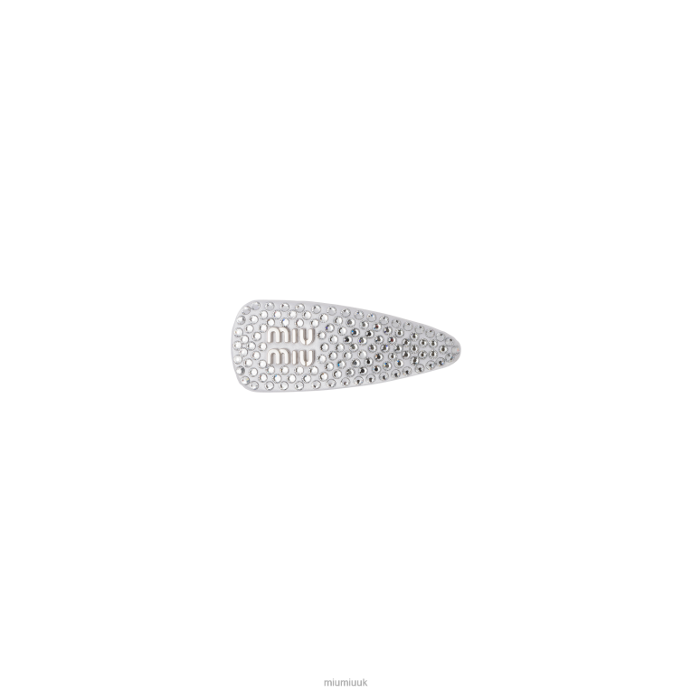Accessories Satin Hair Clip With Artificial Crystals Miu Miu XH28Z1157 White