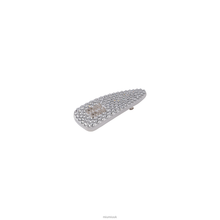 Accessories Satin Hair Clip With Artificial Crystals Miu Miu XH28Z1157 White